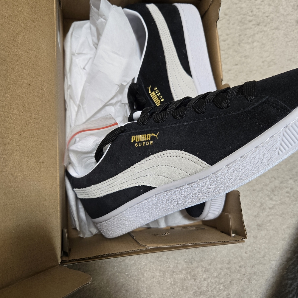 Puma Suede Classic XXI Women's Black and White Sneakers - Picture 2 of 5